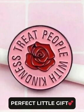 Kindness Matters Pink Rose Enamel Pin Cute Gift Motivational